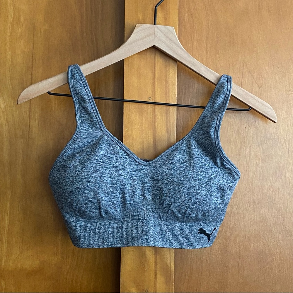 Puma Women's Heathered Gray Sports Bra Medium